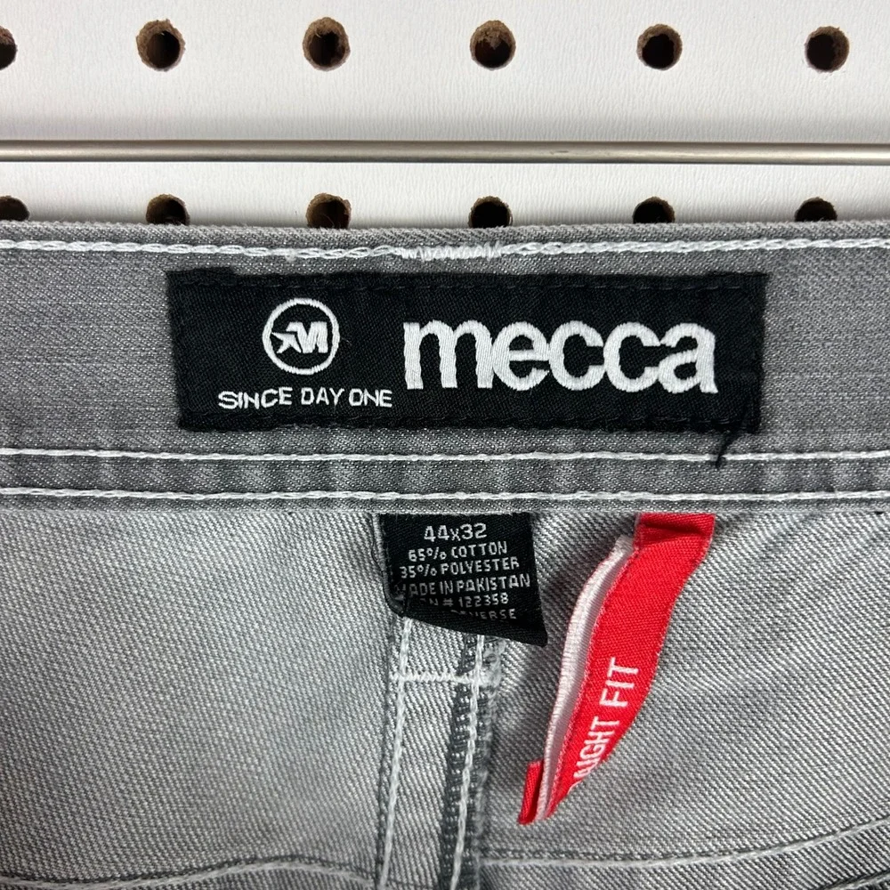 Mecca Grey Straight Fit Denim Jeans 40x30 Y2K Skater Punk Flap Pocket 90s Cyber